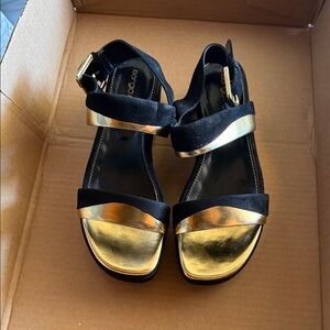 Sergio Rossi Black and Gold Women's Sandals